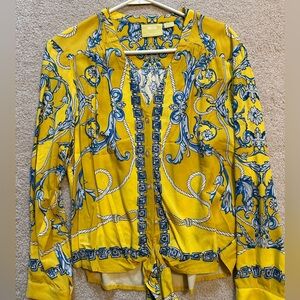 Maeve tie front silk top